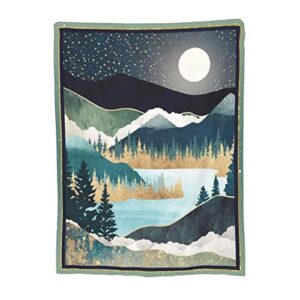 mountain forest moonlight blankets 60″x50″ ultra soft flannel throw blanket plush cozy throws for sofa bed micro fleece blanket for adults kids