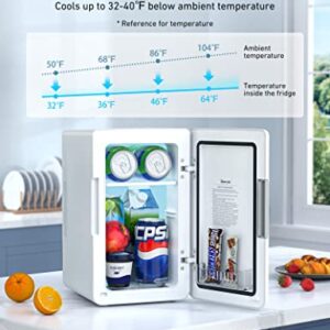 AstroAI Mini Fridge 2.0, 6 Liter/8 Cans Skincare Fridge 110V AC/ 12V DC Portable Thermoelectric Cooler and Warmer Refrigerators for Bedroom, Beverage, Cosmetics (Pearl)