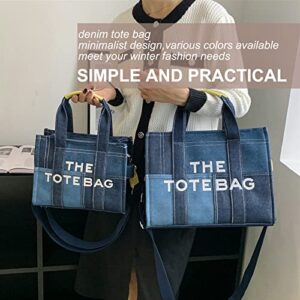 The Tote Bags for Women, Personalized Denim Top Handle Tote Purse with Zipper Trendy Shoulder Crossbody Bag Handbag