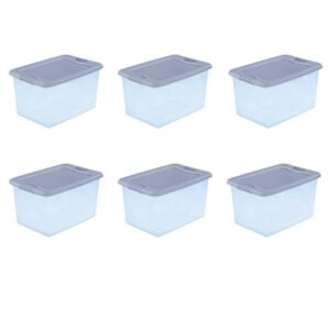 64 qt. latching box plastic, blue tint, set of 6