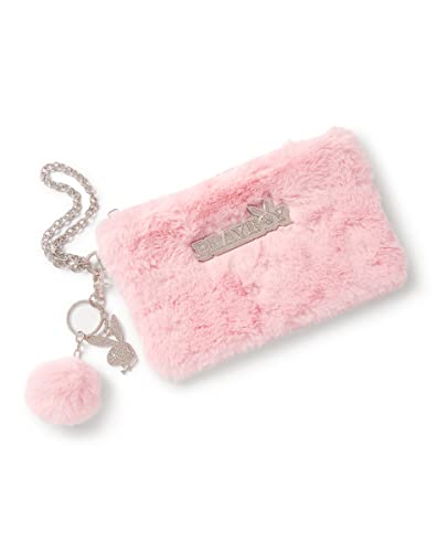 Spencer's Pink Furry Playboy Wristlet