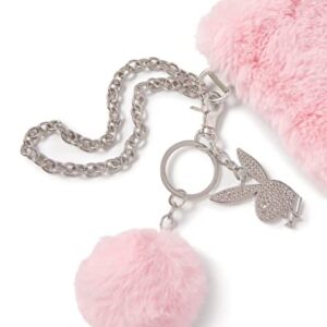 Spencer's Pink Furry Playboy Wristlet