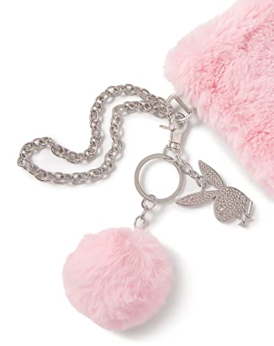 Spencer's Pink Furry Playboy Wristlet