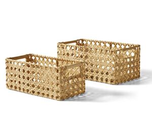natural cane weave basket set, 2-piece – easy to use