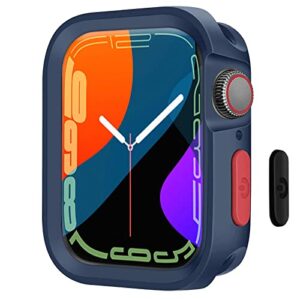 botomore matte soft-touch bumper compatible for apple watch case 45mm/44mm series 8/7/6/se/5/4,premium military grade flexible lightweight tpu cover for iwatch women men – blue [no screen]