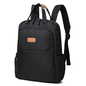 seinpure nylon backpack for women medium waterproof rucksack lightweight causal daypack travel shoulder handbags anti-theft (black)