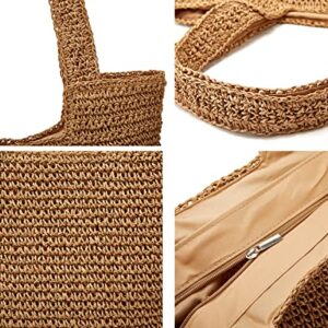 Straw Tote Bag Purses for Women Straw Beach Bag Women Summer Handwoven Tote Bags Shoulder Handbags