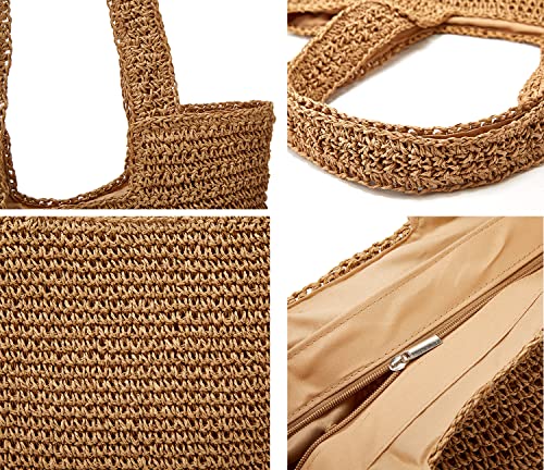 Straw Tote Bag Purses for Women Straw Beach Bag Women Summer Handwoven Tote Bags Shoulder Handbags