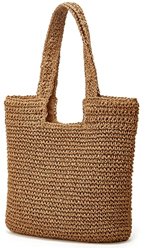 Straw Tote Bag Purses for Women Straw Beach Bag Women Summer Handwoven Tote Bags Shoulder Handbags