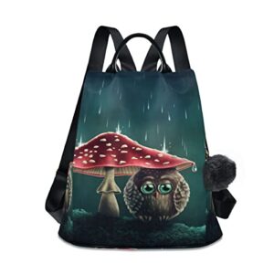 alaza cute owl mushroom women backpack anti theft back pack shoulder fashion bag purse