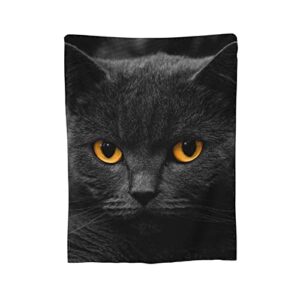 black cat throw blanket 60×50 inch flannel fleece fuzzy soft plush blanket for all season lightweight couch bed sofa living room office