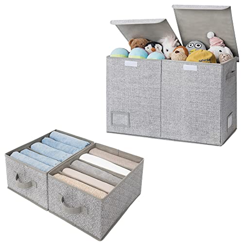 GRANNY SAYS Bundle of 1-Pack Stuffed Animal Storage Box & 2-Pack Jeans Organizer for Closet