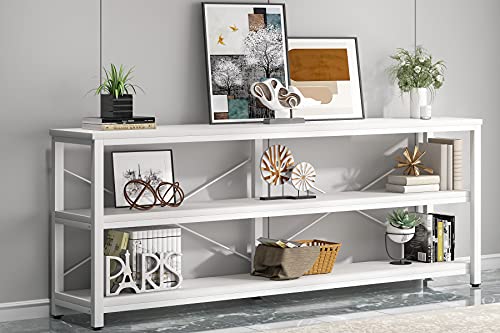 LITTLE TREE 3-Tier Sofa Storage Shelf Narrow Long Console Tables for Entryway, White