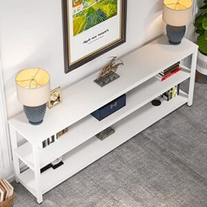 LITTLE TREE 3-Tier Sofa Storage Shelf Narrow Long Console Tables for Entryway, White