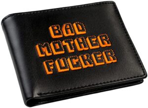 miramax officially licensed black/orange embroidered bad mother leather wallet