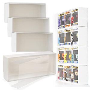 display case compatible with funko pop boxes, stackable 4 single row, with transparent cover to protect your collection against dust (holds 12 pops)