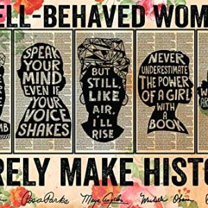 Feminist Wall Art Decor - Well Behaved Women Seldom Make History Poster - Frida, Ruth Bader Ginsburg, Rbg, Angelou, Rosa Park, Powerful Women, Women Speak Womens Rights - Unframed(18x12 inches)