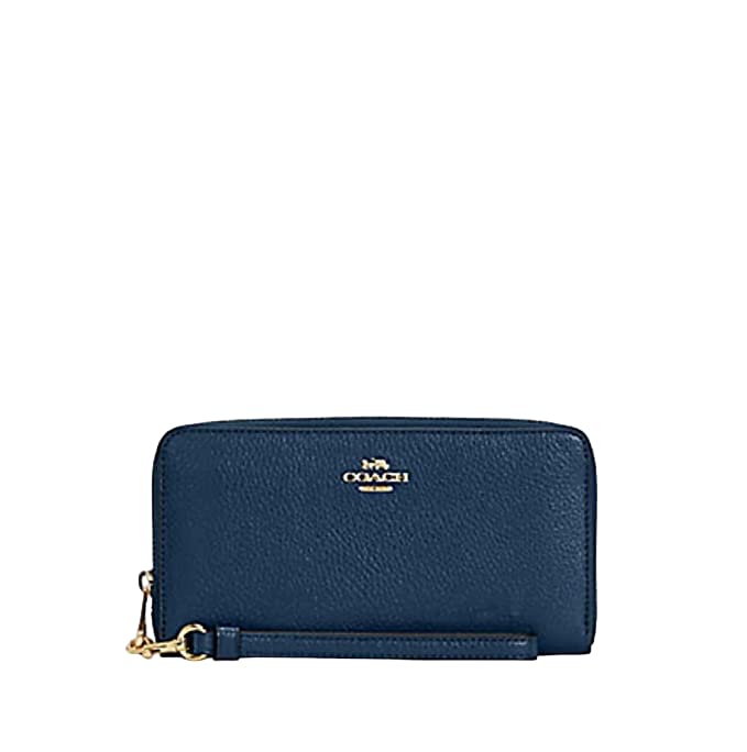 COACH ( C4451 Long Zip Around Wallet in Gold/Denim