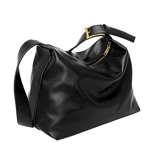 Women's Shoulder Handbags Hobo Bags Black Purse Tote Bag Shoulder Bag for Women Vegan Leather Messenger Designer Ladies Satchel Bags with Zipper