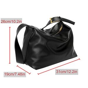 Women's Shoulder Handbags Hobo Bags Black Purse Tote Bag Shoulder Bag for Women Vegan Leather Messenger Designer Ladies Satchel Bags with Zipper