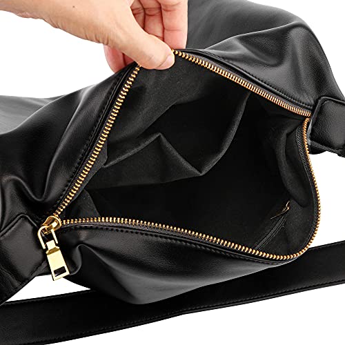 Women's Shoulder Handbags Hobo Bags Black Purse Tote Bag Shoulder Bag for Women Vegan Leather Messenger Designer Ladies Satchel Bags with Zipper