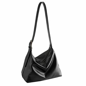 Women's Shoulder Handbags Hobo Bags Black Purse Tote Bag Shoulder Bag for Women Vegan Leather Messenger Designer Ladies Satchel Bags with Zipper