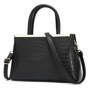 jhvyf stylish handbags for women fashion shoulder bags crocodile pattern hobo purse classic tote satchel black