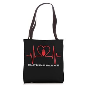 red heart disease awareness in february heart health month tote bag