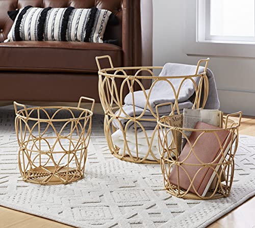 Large Natural Rattan Open Weave Round Basket - Easy to use