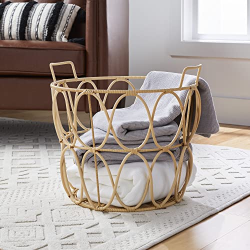 Large Natural Rattan Open Weave Round Basket - Easy to use