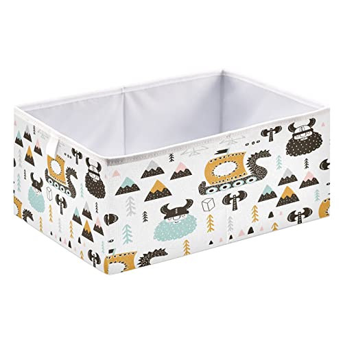 Kigai Viking Boat Storage Baskets, 16x11x7 in Collapsible Fabric Storage Bins Organizer Rectangular Storage Box for Shelves, Closets, Laundry, Nursery, Home Decor