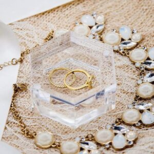 kuaiyu wedding ring box, personalized transparent hexagon storage gift box,ring earrings gift boxes,romantic wedding jewelry bearer box,earring pendant jewelry case, jewellry display (acrylic,clear)