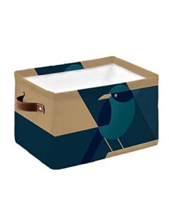 abstract art geometric bird storage bins with handles, modren art painting animal storage basket for shelves, cube storage organizer bins for toys, closet (1 pack, 15″ x 11″ x 9.5″)