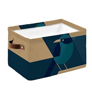 Abstract Art Geometric Bird Storage Bins with Handles, Modren Art Painting Animal Storage Basket for Shelves, Cube Storage Organizer Bins for Toys, Closet (1 Pack, 15" x 11" x 9.5")
