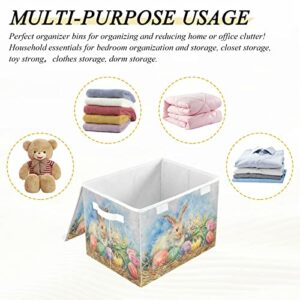 Kigai Easter Egg Storage Basket with Lid Collapsible Storage Bin Fabric Box Closet Organizer for Home Bedroom Office 1 Pack