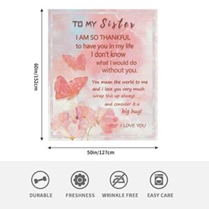 CHUSHYAR Sisters Gift from Sister, Sister Birthday Gifts from Sister, Gifts for Sisters, Birthday Gifts for Sister from Brother, to My Sister Blanket, Sister Gift Throw Blanket 60" x 50"