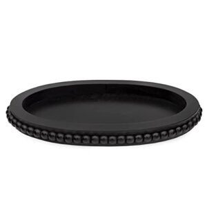 auldhome wood beaded tray (black), decorative farmhouse style oval wooden tray