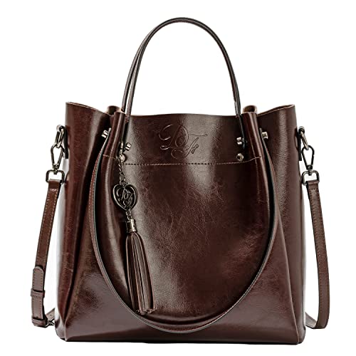 DamiFriends Leather Tote Bag 3 in 1 Tote Bag for Women with Zipper Closure and Cute Tassel Charm