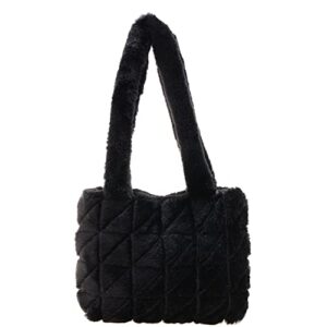shoulder bags for women plush tote underarm bags soft fluffy casual shoulder handbags