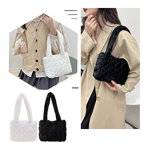 Shoulder Bags for Women Plush Tote Underarm Bags Soft Fluffy Casual Shoulder Handbags