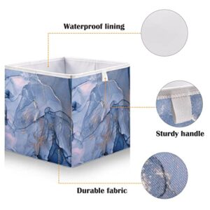 Violet Marble Ink Modern Fluid Art Storage Bins Cubes Storage Baskets Fabric Foldable Collapsible Decorative Storage Bag with Handles for Shelf Closet Bedroom Home Gift 11" x 11" x 11"