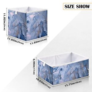 Violet Marble Ink Modern Fluid Art Storage Bins Cubes Storage Baskets Fabric Foldable Collapsible Decorative Storage Bag with Handles for Shelf Closet Bedroom Home Gift 11" x 11" x 11"