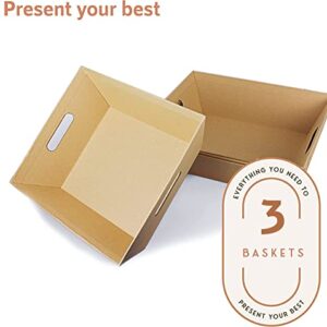 [3pk] 12x14 Large Gift Baskets Empty to Fill| Large Rectangular Baskets with Handles| Wine Gift Basket| Market, Produce, Snack, Organizing| Christmas, Easter| Gift to Impress- Upper Midland Products