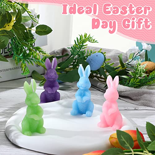 4 Pieces Easter Candles Rabbit Shape Candles Easter Bunny Candles Spring Easter Candles Rabbit Candles Gifts for Easter Bunny Decorations Party Table Home Decor Spring Celebrations