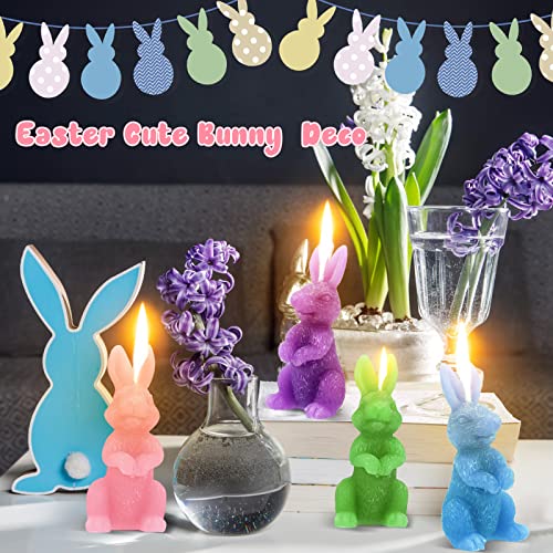 4 Pieces Easter Candles Rabbit Shape Candles Easter Bunny Candles Spring Easter Candles Rabbit Candles Gifts for Easter Bunny Decorations Party Table Home Decor Spring Celebrations