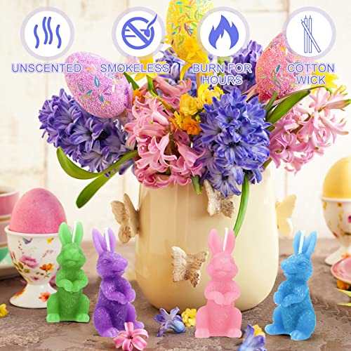 4 Pieces Easter Candles Rabbit Shape Candles Easter Bunny Candles Spring Easter Candles Rabbit Candles Gifts for Easter Bunny Decorations Party Table Home Decor Spring Celebrations