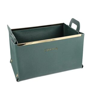 cabilock foldable leather storage basket desktop sundries box cosmetics storage bin vanity tray snack case vegetable basket for organizing shelf closet cabinet green