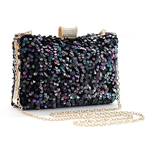 Yokawe Women's Evening Clutch Bag Bling Sequins Bridal Purse Wedding Prom Party Handbags (Purple)