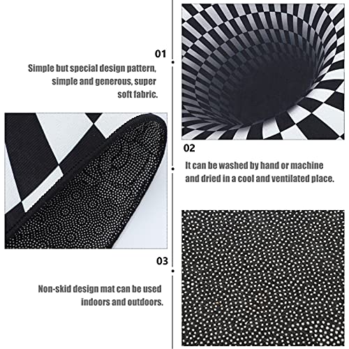 Operitacx Optical Illusion Rug 3D Area Rug Floor Mat Anti-Skid Doormat Carpet for Living Dinning Room Bedroom Kitchen