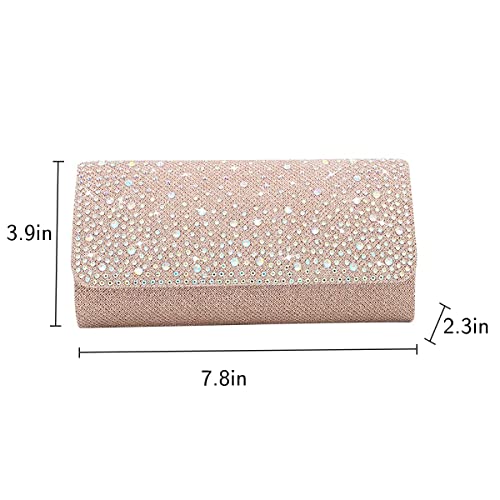 Vnewoka Women'S Hot Diamond Dinner Bag Clutch Bag With Diamond Small Bag With Dress Elegant (Champagne)